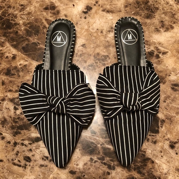 Missguided Shoes - Striped Mules with Bow Detail 🎀